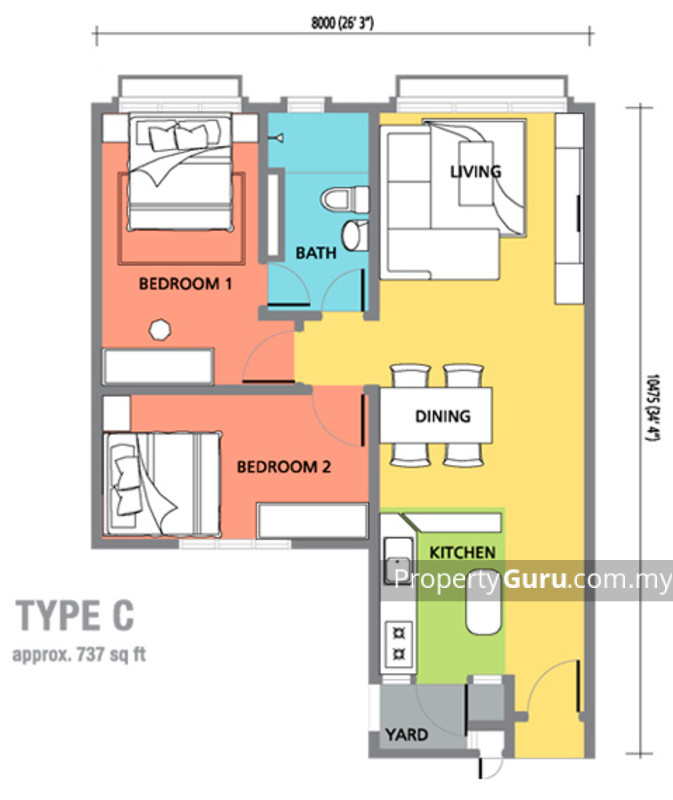 It has 272 units in total, and units range from studio to 3-bedroom, with built-ups from 500 sq ft to 1,003 sq ft.