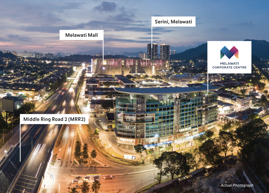 Melawati Corporate Centre is strategically located at the gateway to Melawati, and along the Middle Ring Road 2 (MRR2) which provides access to a comprehensive network of road and rail services.