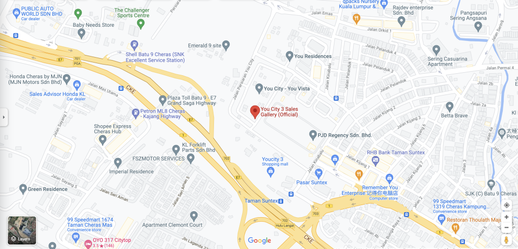 You City III is a transit-oriented development (TOD) in Cheras, with an approximately 100m direct, covered link-bridge to the Taman Suntex MRT station