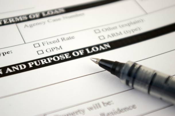 Closeup of a loan application form with pen