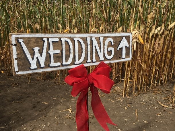 Menggunakan kayu yang terkesan unfinished sebagai sign board menjadi salah satu ciri rustic wedding. (Foto: Pixabay)