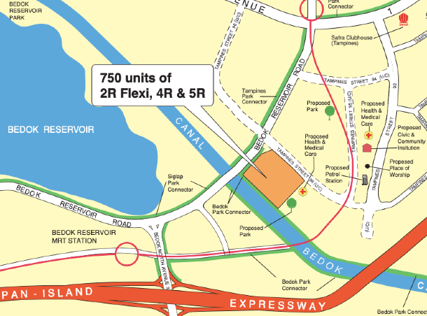 Locality map of the Tampines BTO flats launching in November 2020