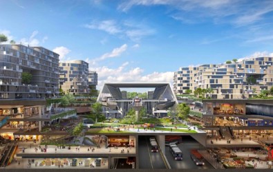 Artist’s impression of Tengah’s car-free town centre