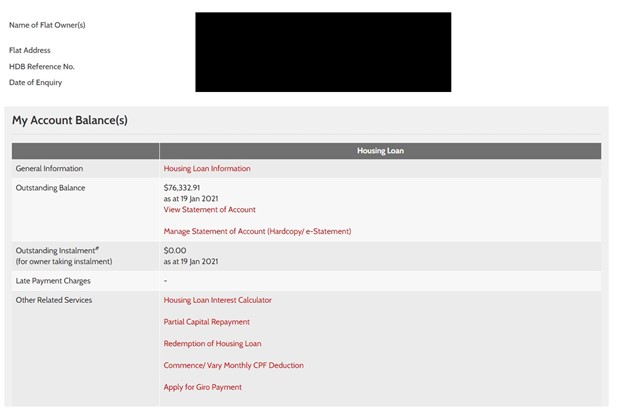 HDB loan statement