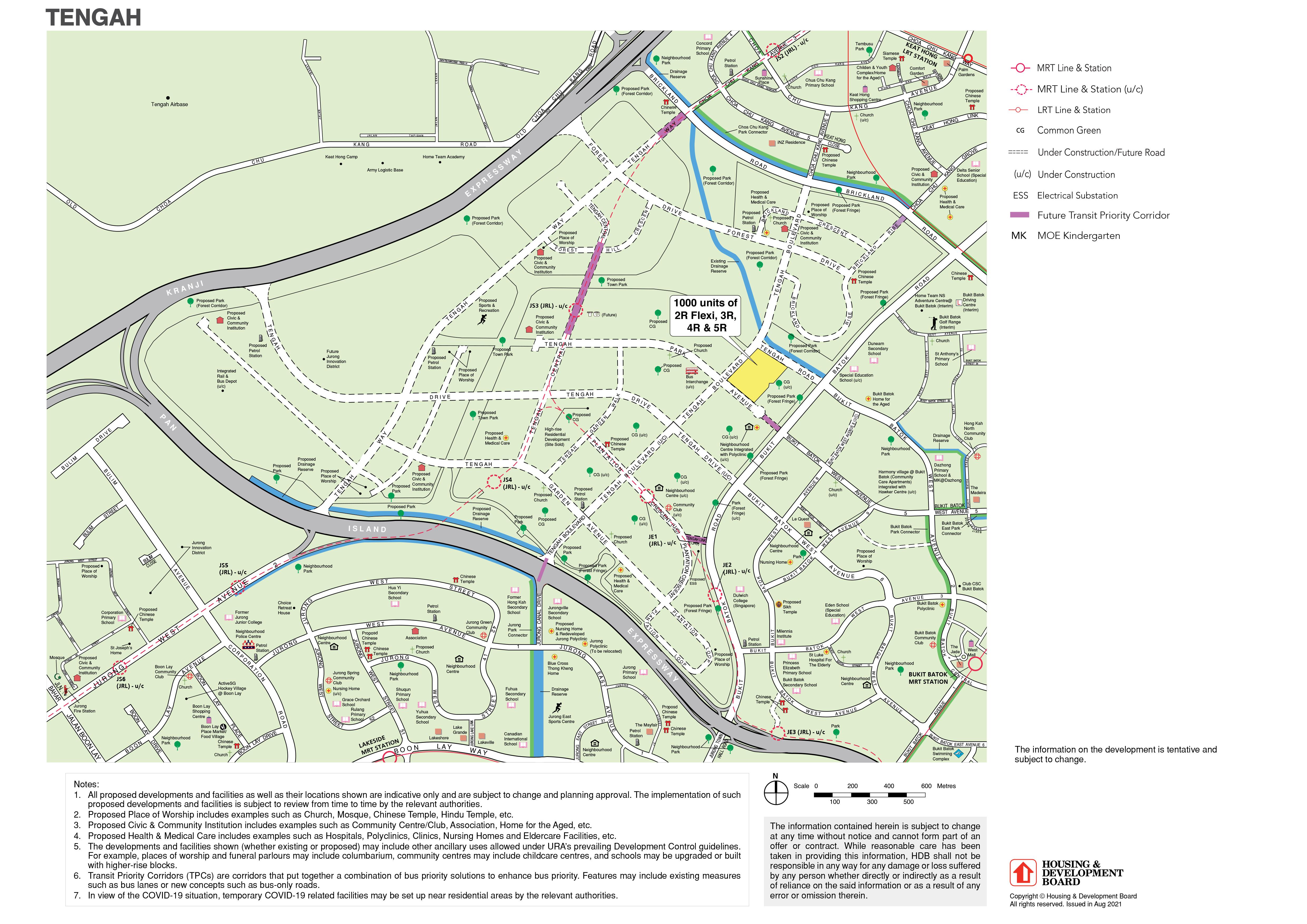 Locality map of the November 2021 Tengah BTO flats closer to Tengah Road. Source: HDB