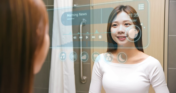 ตัวอย่าง Smart Mirror ในบ้านอัจฉริยะ