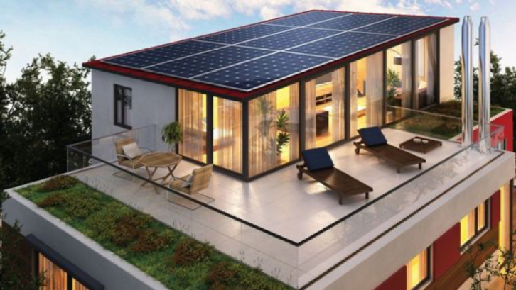 Desain rumah kontemporer yang mengusung teknologi berkelanjutan (foto: Castro Lighting)