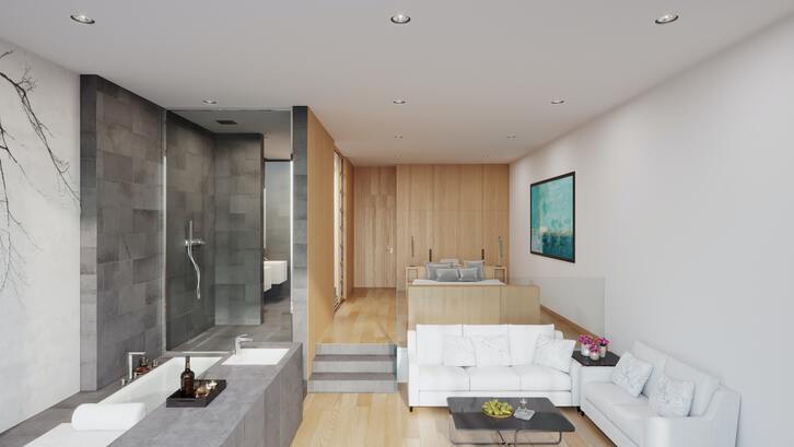 Pilih palet monokrom agar nuansa industrial modern lebih terasa. (Foto: Pexels - Quark Studio)